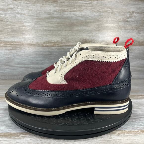 Swear London Woman’s Charlotte Red White Blue Oxford Wingtip Boots EU 41 US 10 - Picture 1 of 9